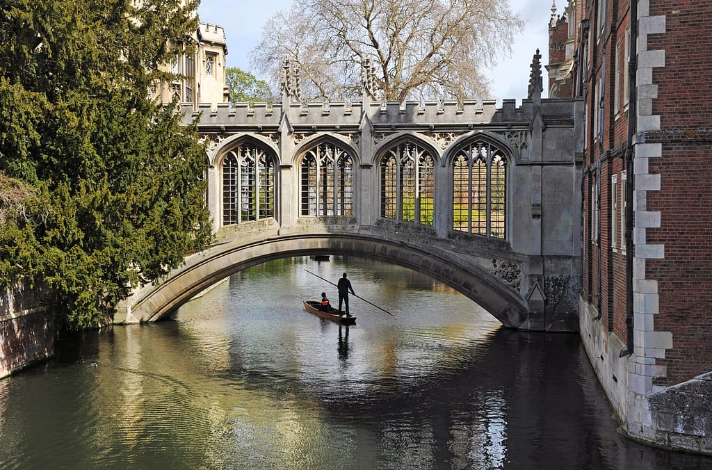 Bridge of Sign in Cambridge and Punting along River Cam