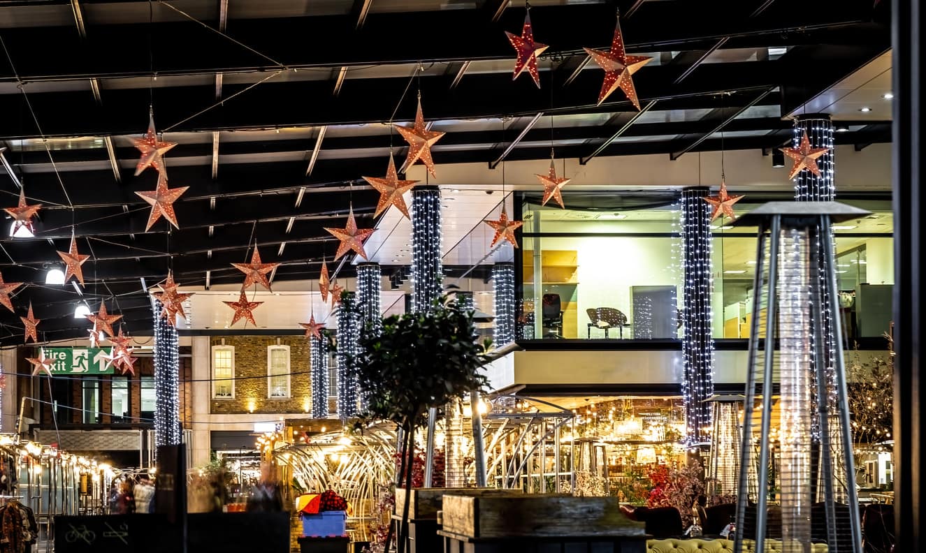 Best London Christmas Markets 2025 Spitalfields Market with Christmas Lights