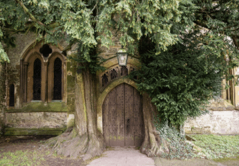 Cotswolds Stow-on-the-Wold Yew Tree Framed Door at St. Edward's Church