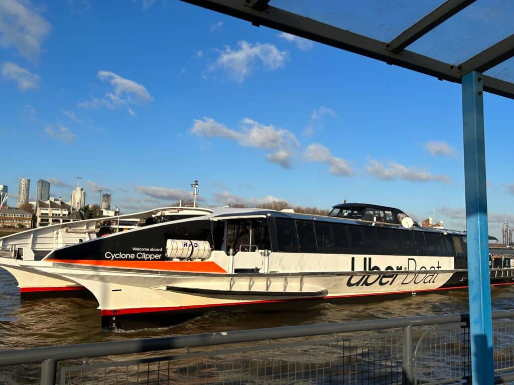 Uber boat on the Thames (Thamesclipper)